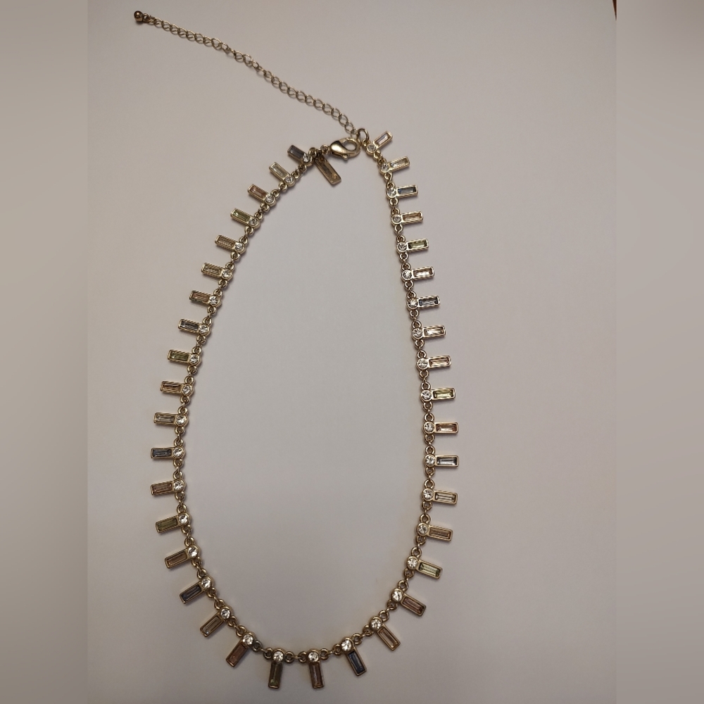 WHBM Gold & Pastel Crystal Collar Necklace